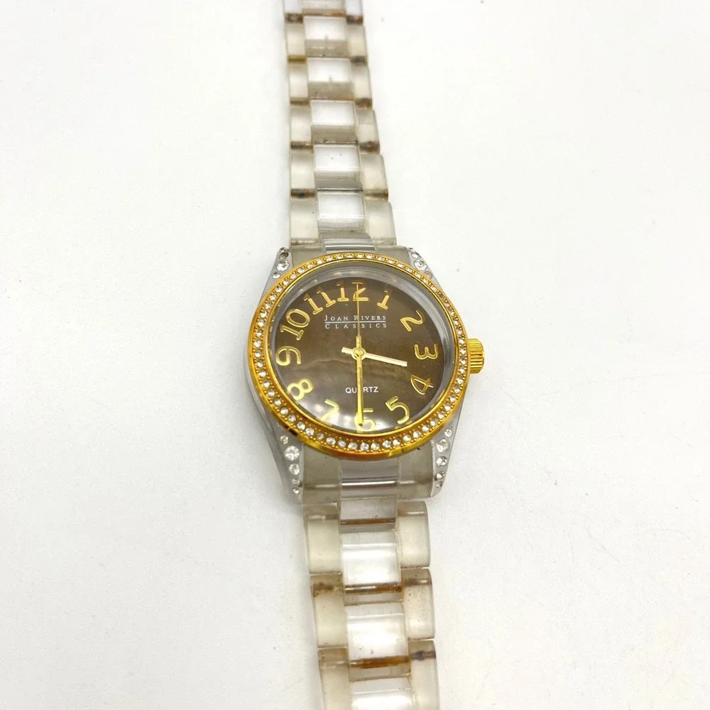 Joan Rivers Classics Women's Gold Tone Rhinestone‎ Bezel Quartz Watch READ!